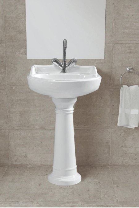 مغسل سيراميك مع عمود – تصميم كلاسيكي بسيط